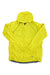 The Mens Novara Cycling Jacket, bright yellow with long sleeves, moisture-wicking fabric, front zipper, and elastic cuffs, is shown laid flat on a white background.