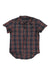 The Black Diamond Mens Button Up Short Sleeve Top features a black, gray, red, and white plaid pattern, two chest pockets, a curved hem, and is made from abrasion-resistant organic cotton for comfort and durability.