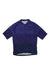 The VELOCIO MENS TRICOLOR SE JERSEY is a breathable, short-sleeved cycling top in purple and navy with a zip-up front, shown laid flat against a white background.