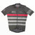 Midweight cycling jersey in dark gray with pink center stripe and gray horizontal stripes