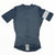 Blue-gray short-sleeve cycling jersey with full-length zipper and ribbed cuffs