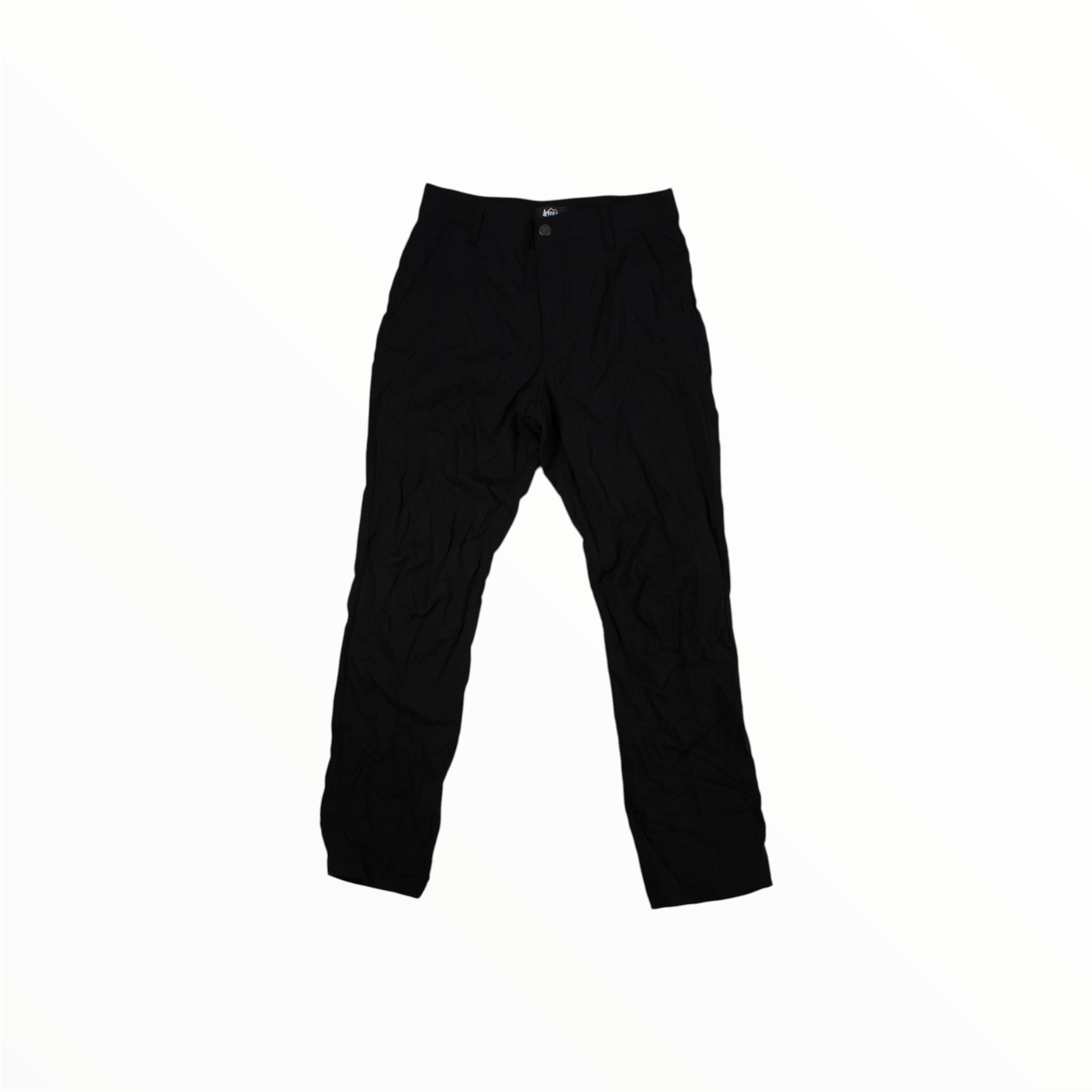 REI men's Taereen pants, black, relaxed straight leg.
