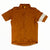 Men's short-sleeve full-zip cycling jersey with stand collar, orange-brown and white sleeve stripe