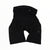 Black men's cycling shorts with Rapha logo detail, front view