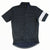 Men's short-sleeve full-zip cycling jersey with stand collar, dark navy with white sleeve stripe