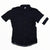 Men's short-sleeve full-zip cycling jersey with stand collar, dark navy with white sleeve panels