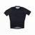 The Rapha Clubhouse Merch Midweight Race Jersey by Rapha features short sleeves, a front zipper, a subtle dot pattern on the sleeves, and a small chest logo. Displayed on a white background, this black jersey is ideal for long rides or visits to your local Rapha Clubhouse.