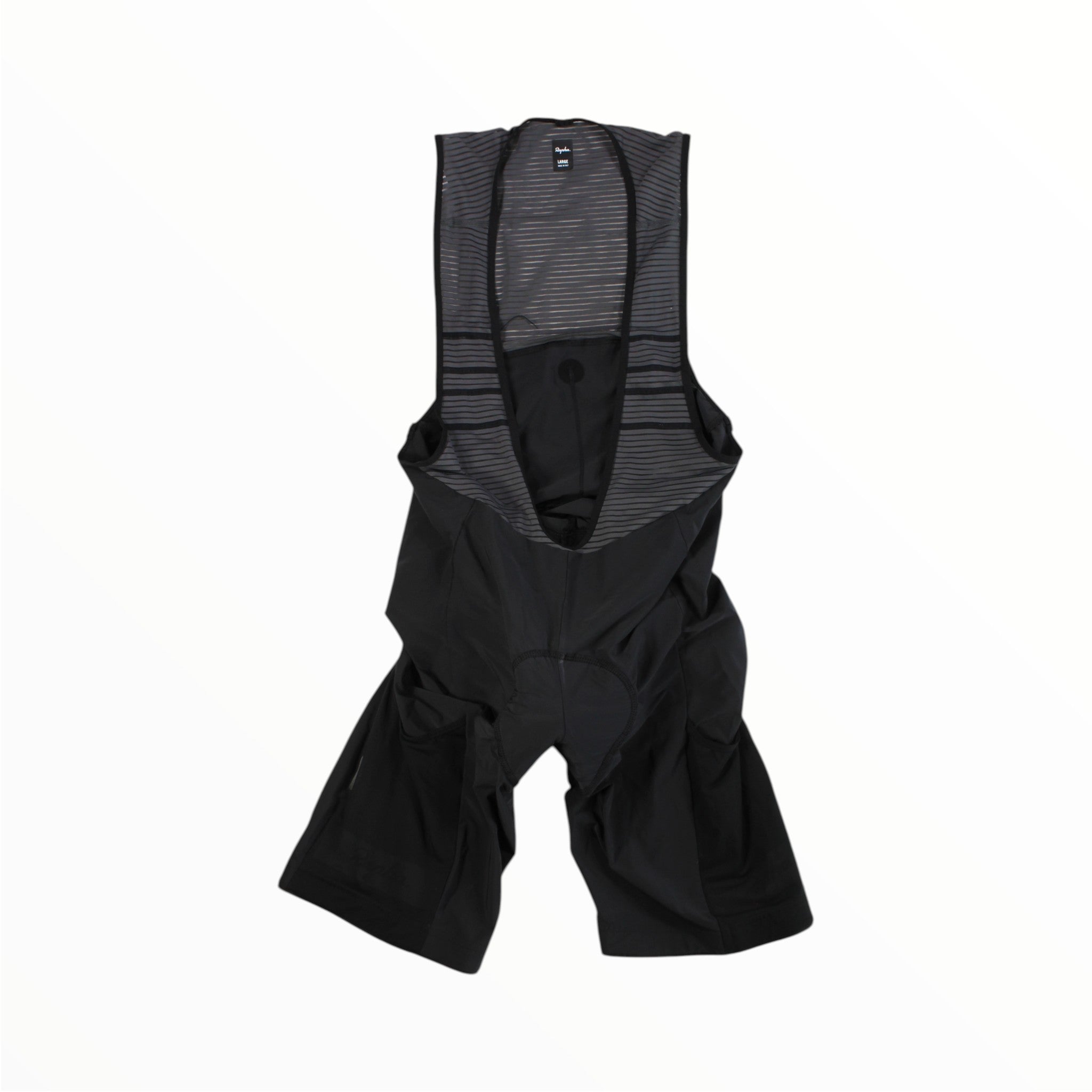 Men's cycling bib shorts with black mesh bib and matte shorts, central front panel