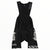 Men's cycling bib shorts, black with white text logos and diagonal branding on legs