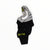 Men's black cycling bib shorts with neon green Rapha logo and gray shoulder straps