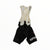 Men's cycling bib shorts with cream upper and black lower, Rapha logo on right leg