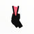 Black and pink thermal bib shorts with front bib panel and wide leg cuffs.