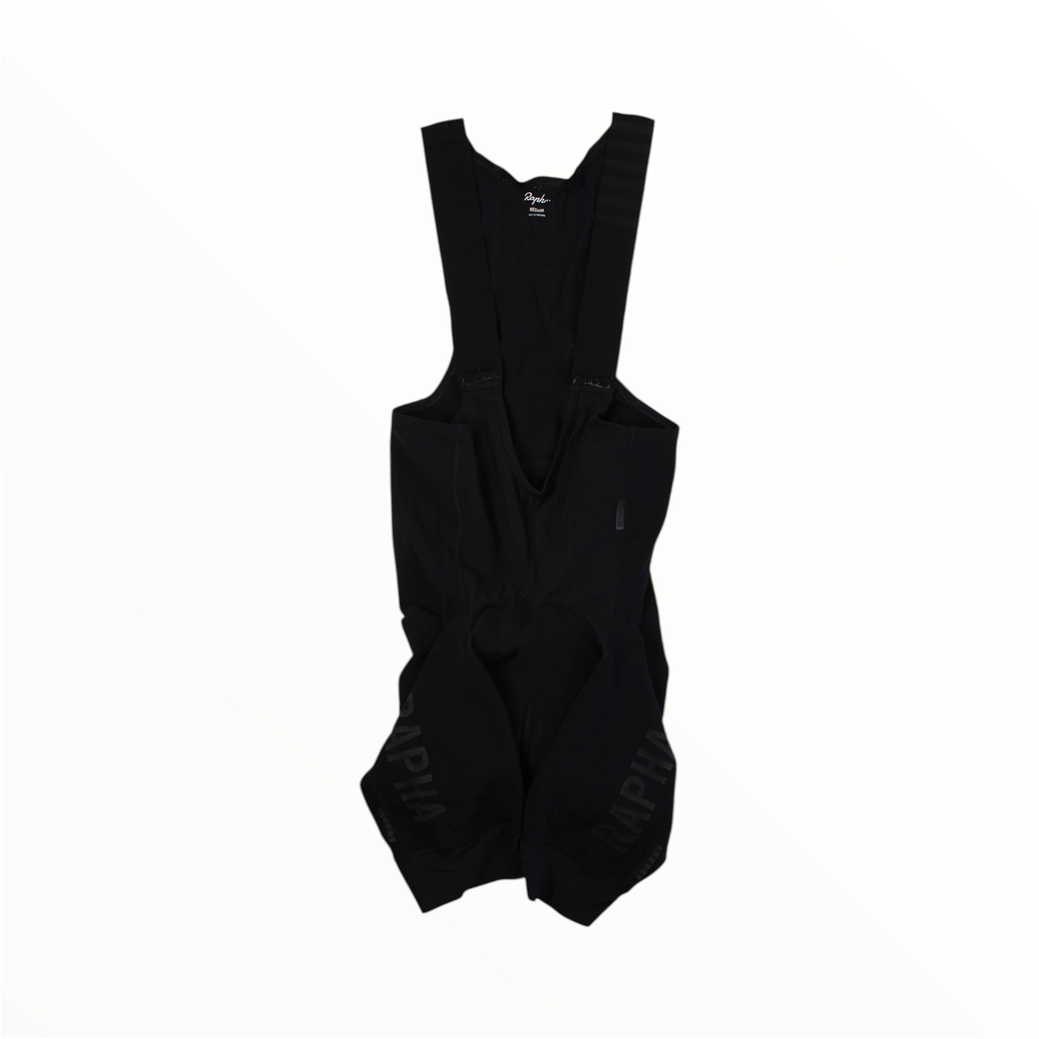 Black thermal bib shorts with front bib straps and wide leg cuffs.