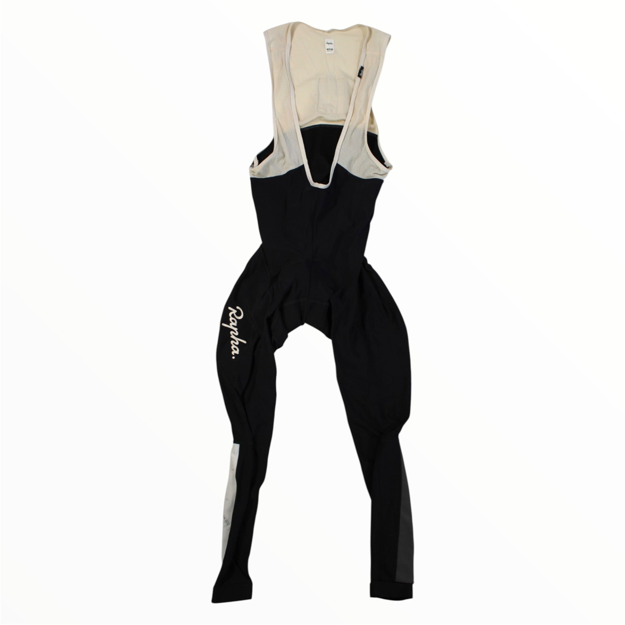 Men's winter cycling tights with padded chamois, black legs and beige upper