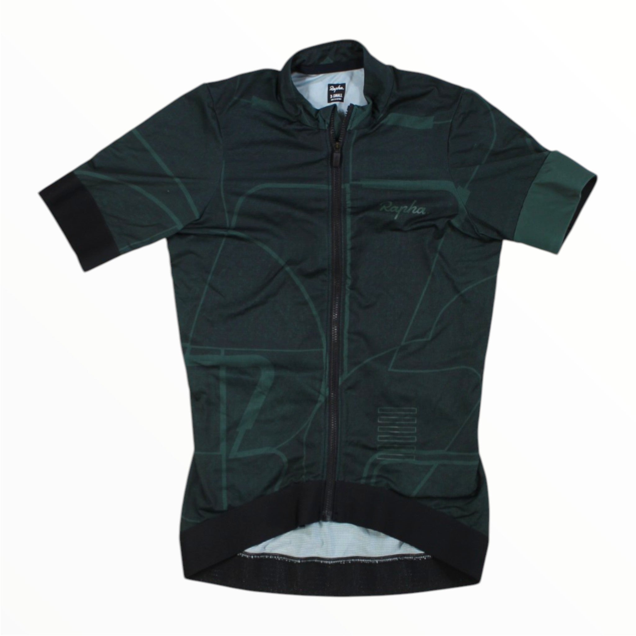 Womens Rapha Pro Team training jersey, olive green short sleeves and full front zip