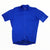 Blue short-sleeve cycling jersey with full front zipper and stand collar