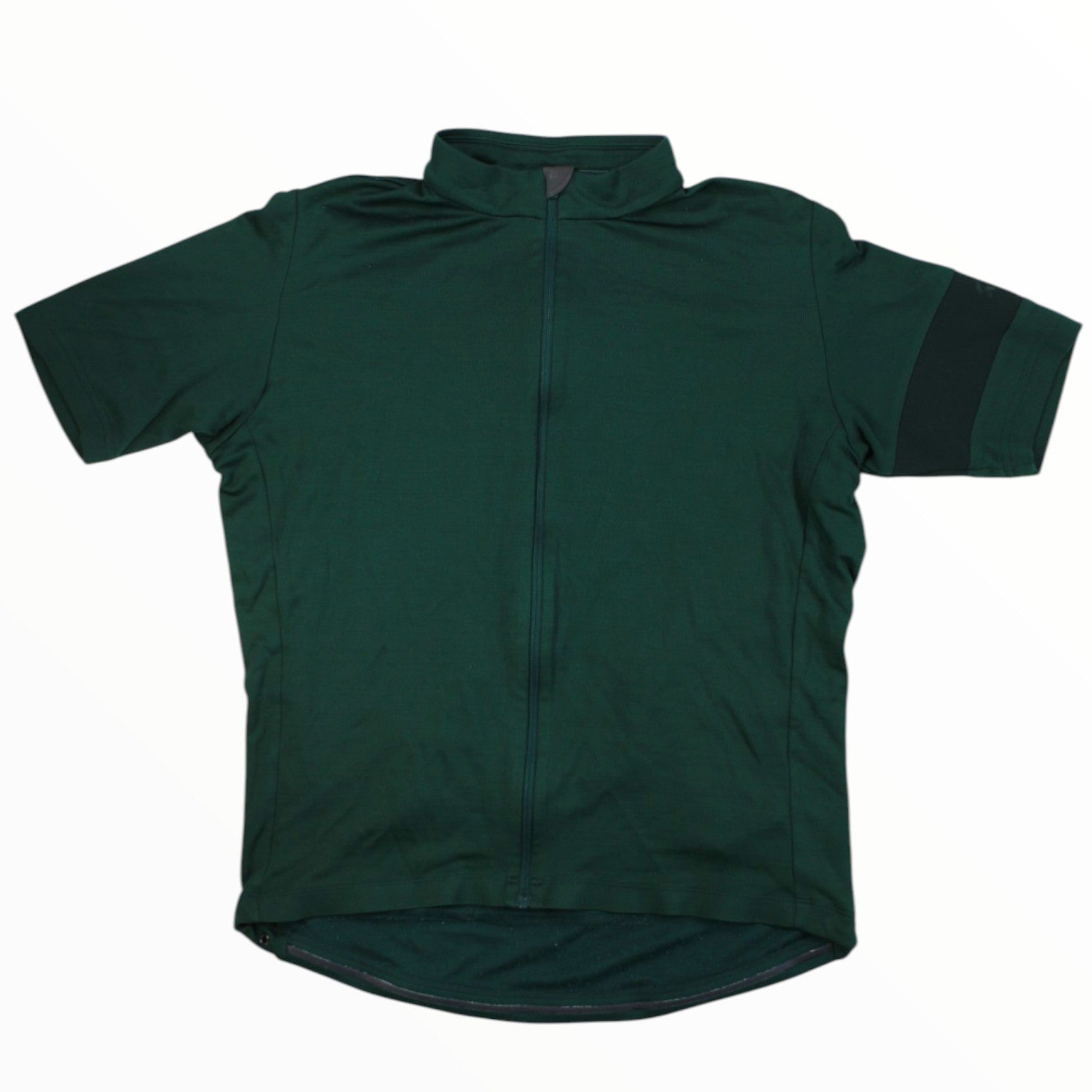 Men's short-sleeve full-zip cycling jersey with stand collar, green with darker side panels