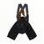 ASSOS men's cycling bib shorts, black with orange-red stripe panels