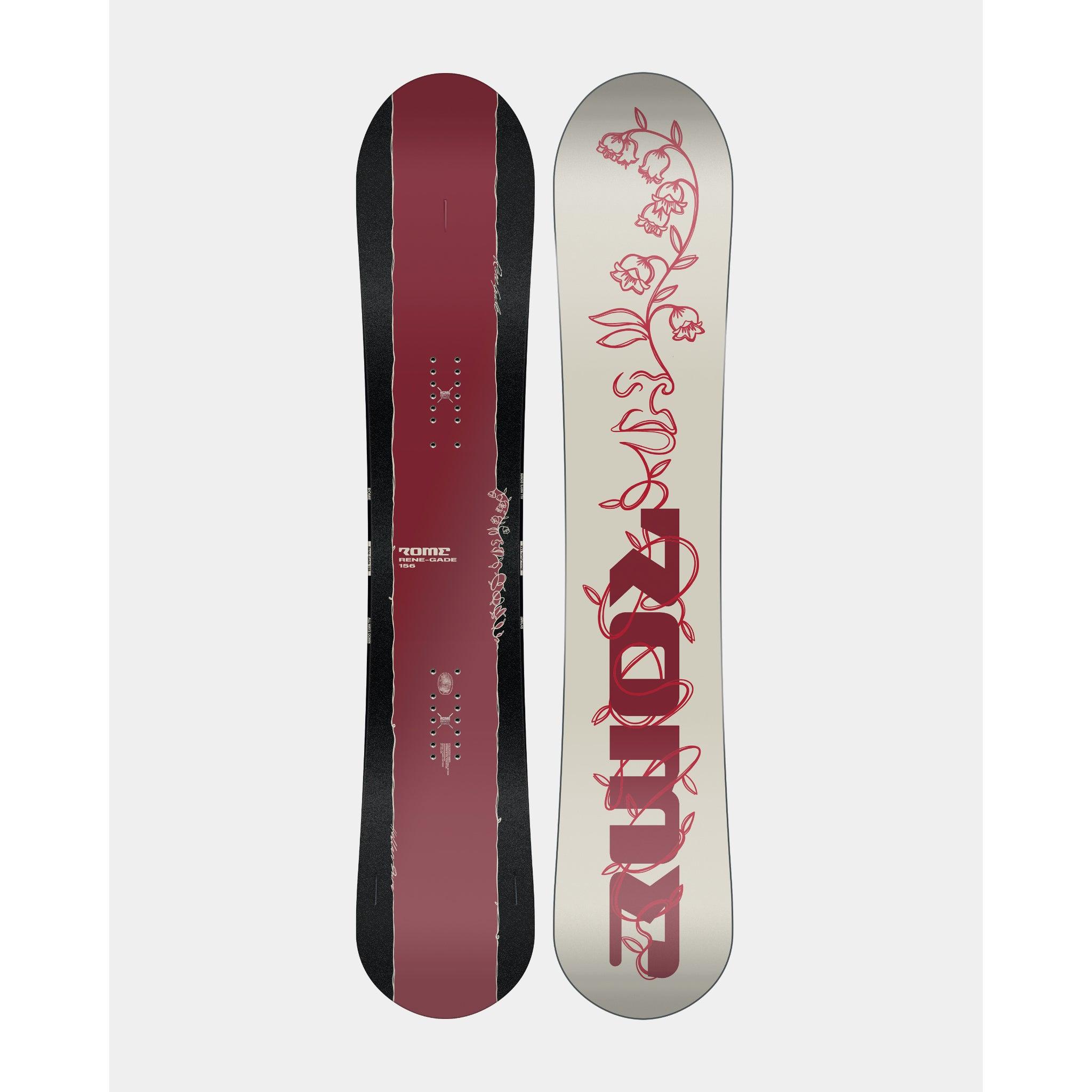 Snowboard decks, black and red with graphics on both boards