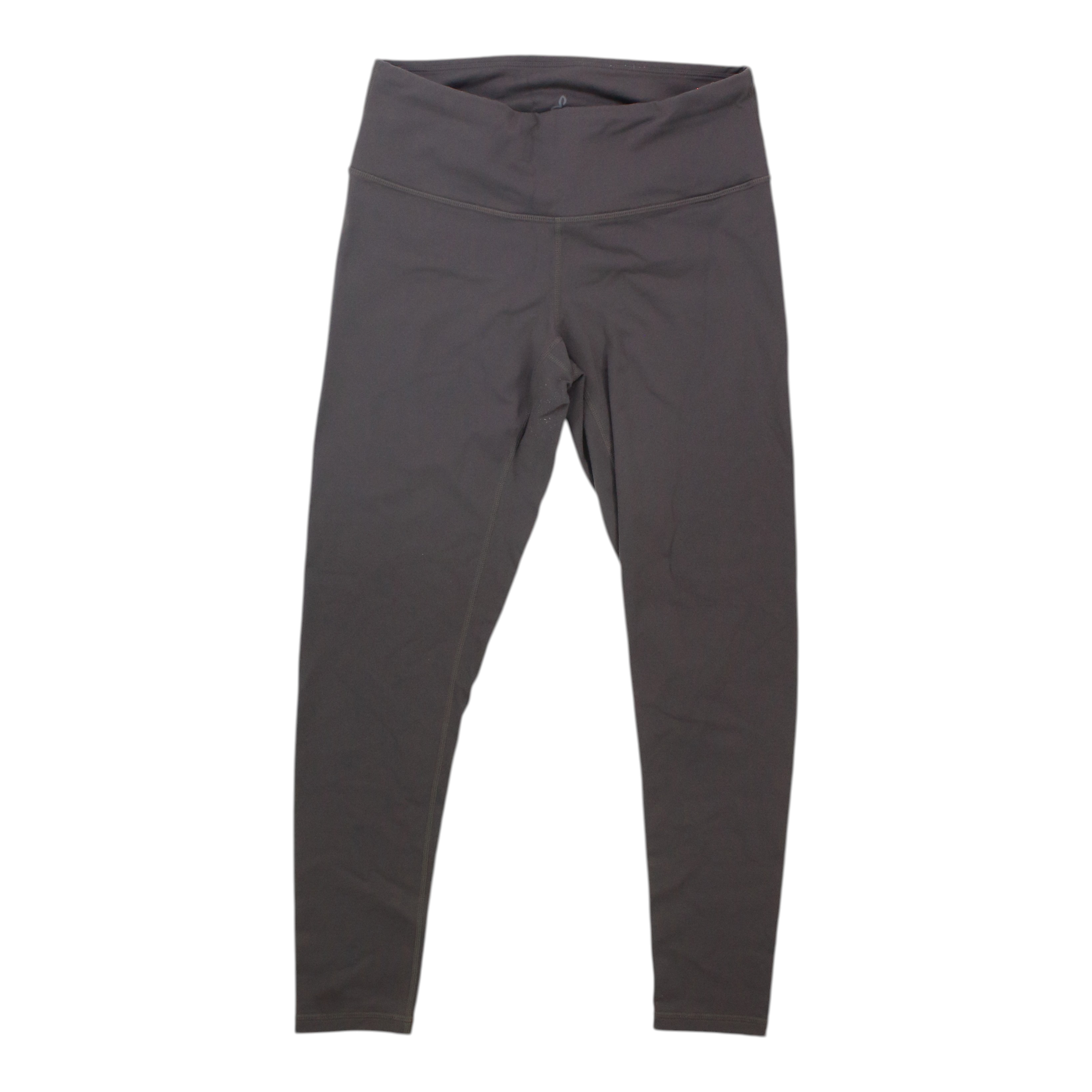Women's Prana leggings in dark gray solid, high-rise waistband, capri