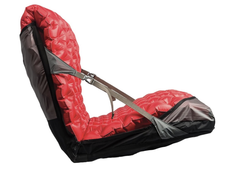 Sea to Summit Air chair in red and black with webbing straps