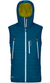 Ortovox men's Swisswool Piz Boe vest, petrol-blue hooded quilted sleeveless jacket