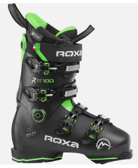 Roxa men's ski boot in black and neon green