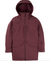 A maroon Burton Womens Prowess 2.0 Jacket with ThermacoreEco insulation, a hood, front zipper, two large front pockets, and two chest pockets is shown against a white background.