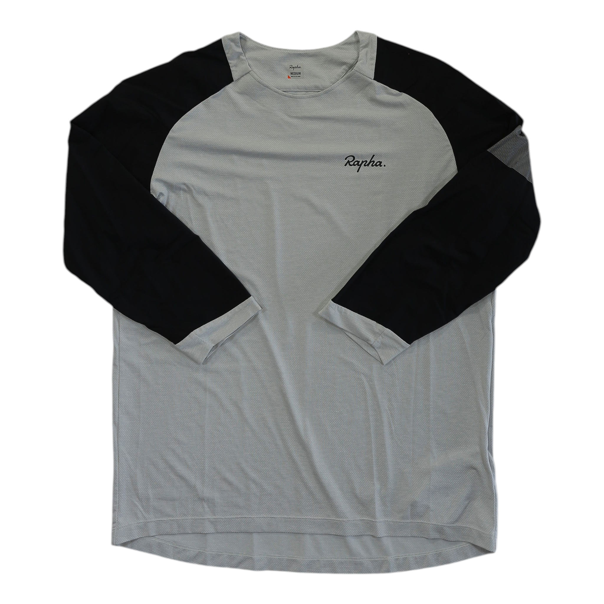 Men's trail 3/4 sleeve jersey, light gray body with black raglan sleeves