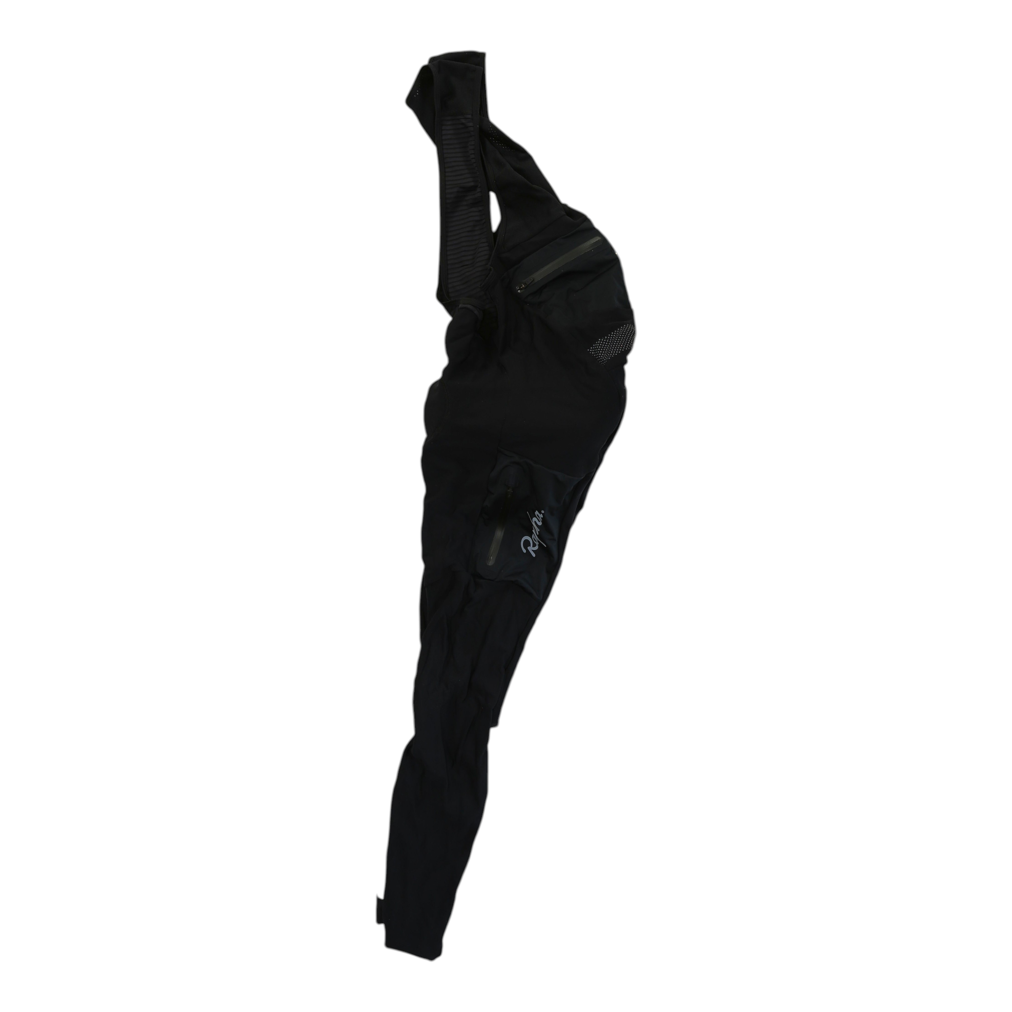 Black cycling winter tights with cargo pockets and padded seat