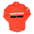 Men's long-sleeve cycling jersey, bright orange with gray and black chest stripe, full zip