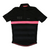 Black short-sleeve cycling jersey with pink chest stripe, RCC logo, and half-zip