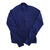 Long-sleeve cycling jersey with full front zipper and stand collar, blue