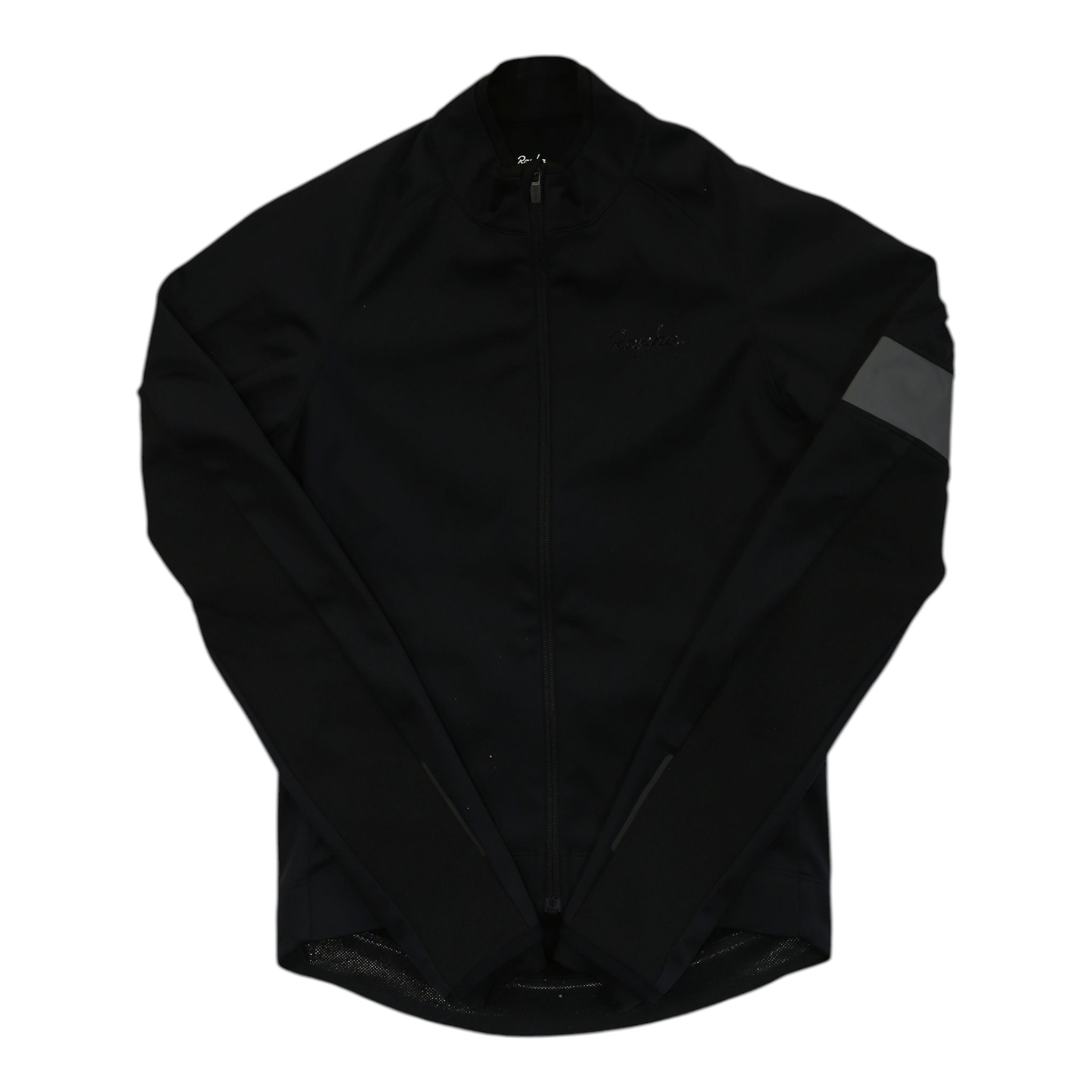 Men's full-zip winter cycling jacket, black, long sleeves, contrast sleeve panel