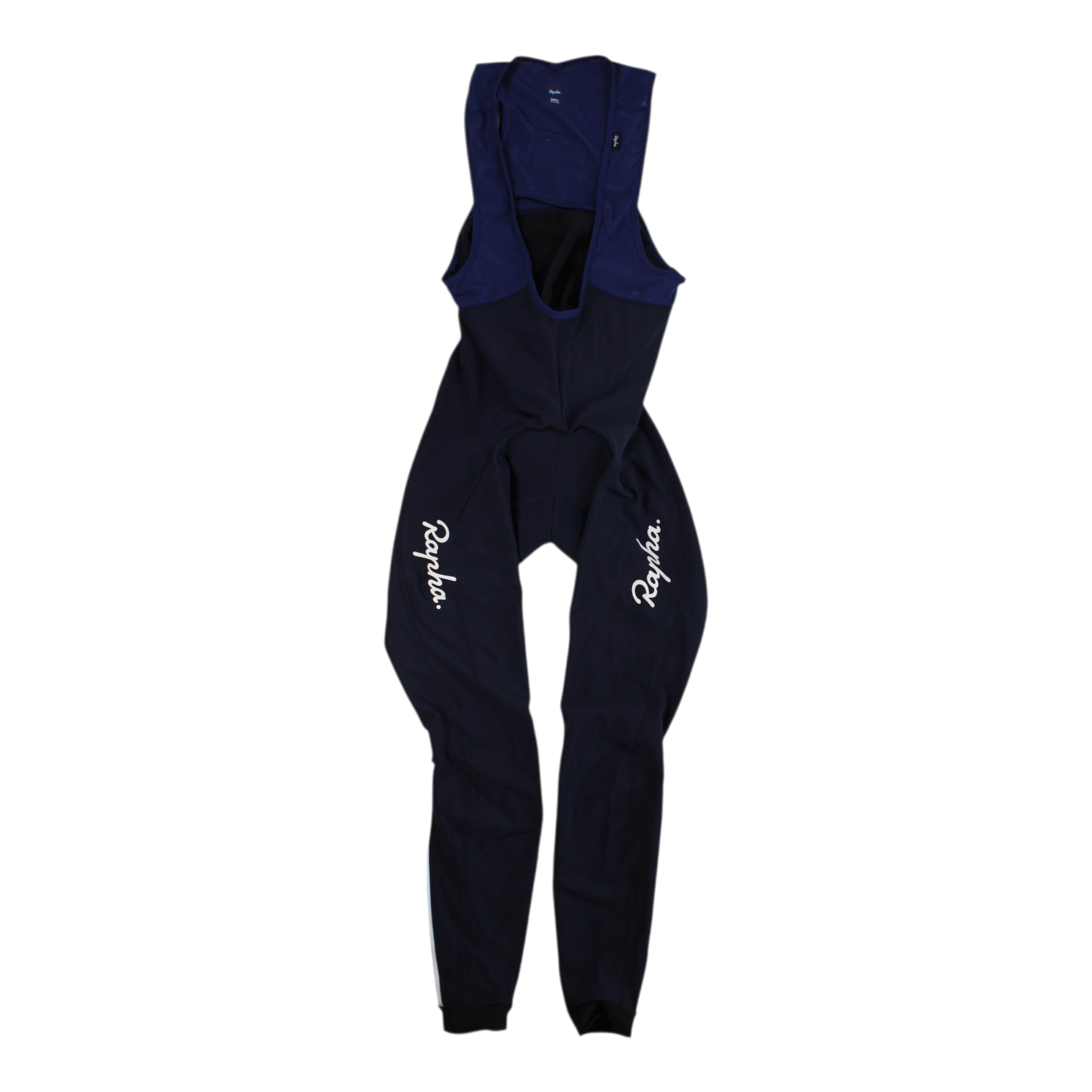 Men's winter cycling tights with padded chamois, navy blue with darker panels