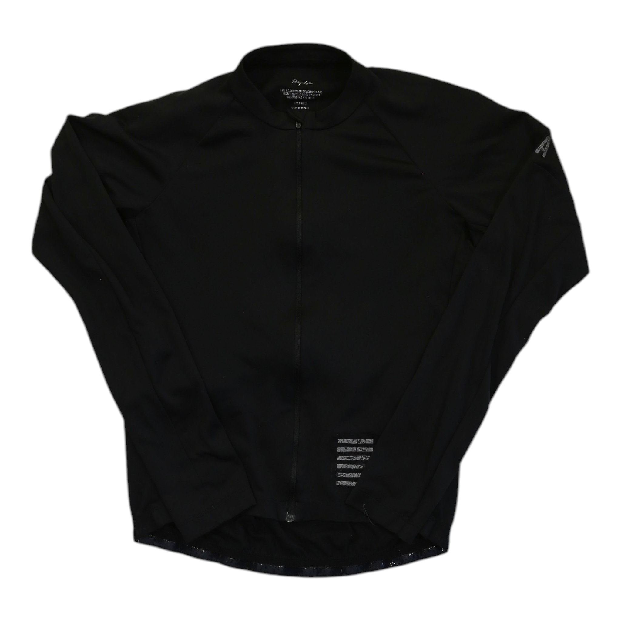 Men's Rapha long sleeve full-zip training jersey, black with small chest text label