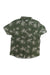 Men's dark olive short-sleeve button-up shirt with white palm leaf pattern