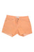 The Carve Designs Women's Oahu 4 Inch Short in peach features front pockets, belt loops, frayed hems, and a slim fit, shown laid flat on a white background.