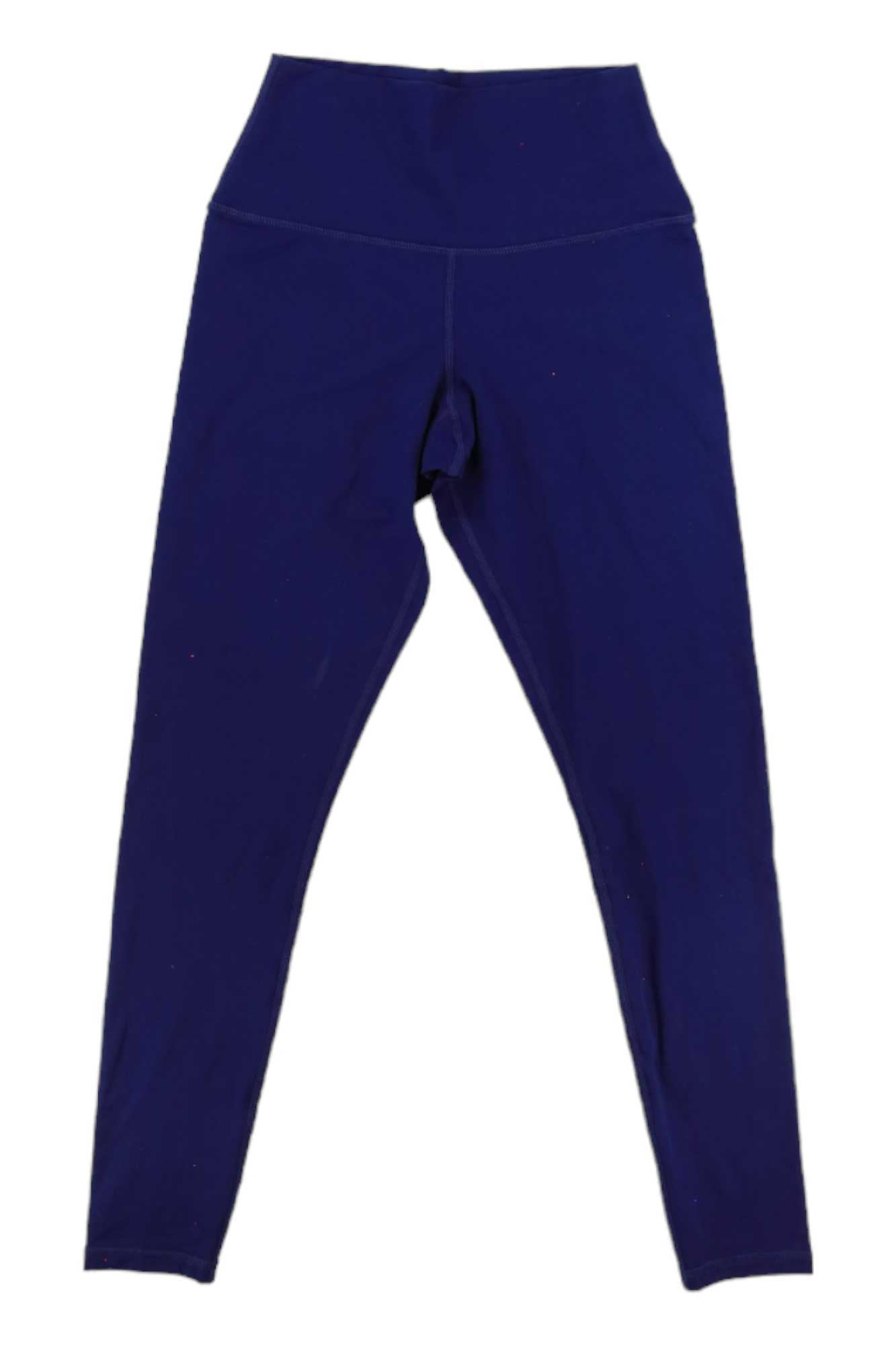 The Glyder Womens Pure Legging is a high-waisted, full-length navy fitness legging for women, made from soft nylon spandex, shown laid flat on a white background.