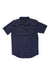 Men's short-sleeve button-down shirt, dark navy blue, chest pocket, button placket