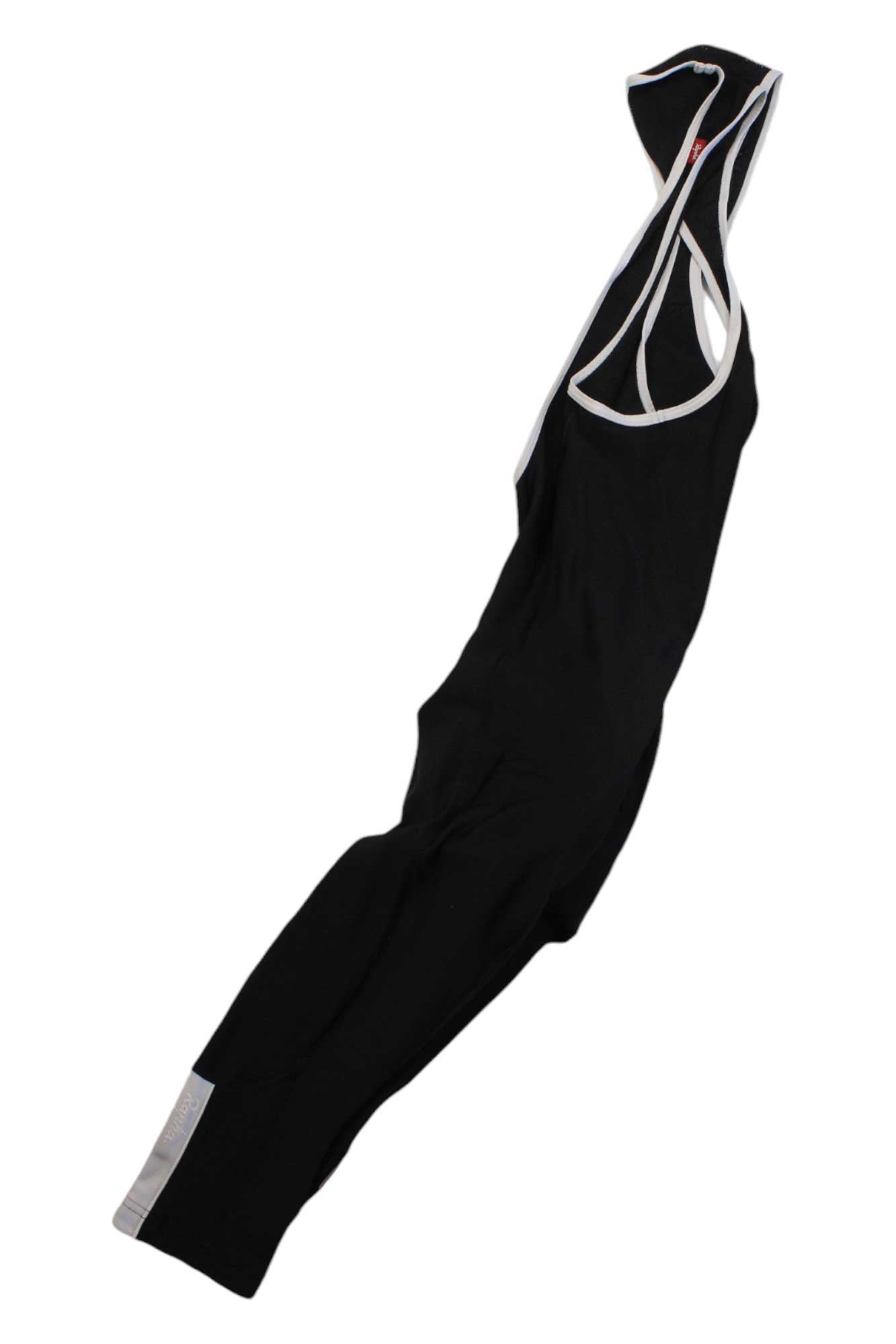 Rapha black 3/4 bib shorts with white piping and integrated shoulder straps