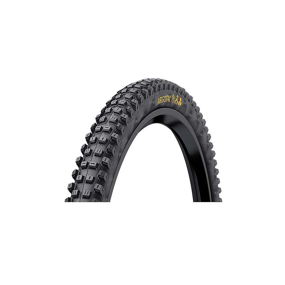 Sidewall branding on black knobby mountain bike tire