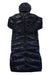 Indyeva long hooded puffer coat, dark navy, front zip and side pockets