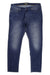 Medium rinse blue slim-fit performance denim jeans, back view with dual pockets