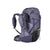 The Nemo Womens Persist 45L Pack, a gray technical backpack with yellow accents, padded shoulder straps, mesh back panel, multiple zippered compartments, and side pockets, stands upright on a white background.