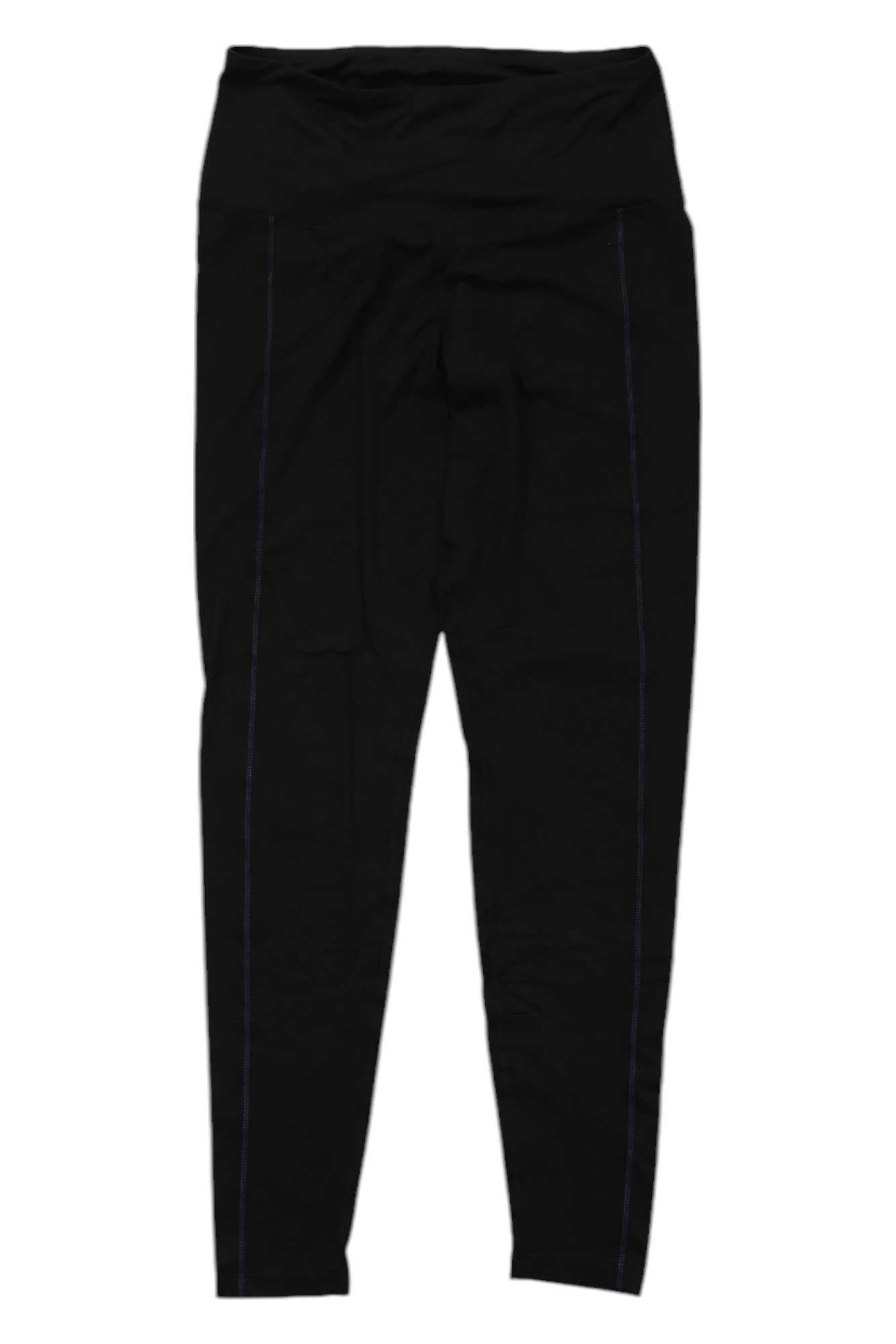 Women's black performance leggings, full-length with side seam detail