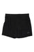 Black men’s 7-inch athletic shorts with elastic waistband and side pockets