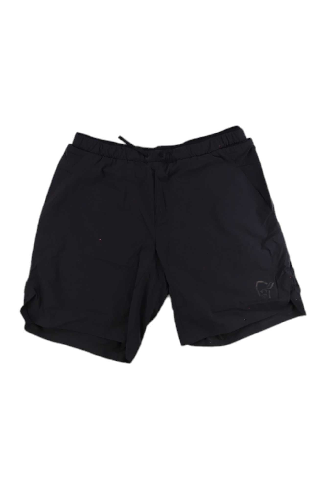 Norrona Senja Flex1 men's 9-inch shorts with leg logo, drawstring waist