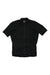 A Mens Pro Team Midweight Short Sleeve Jersey in plain black, featuring a full-length front zipper, is laid flat on a white background.