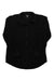 The Eddie Bauer Womens Chutes 2.0 Shirt Jacket in black features long sleeves, a collar, and a single chest pocket, shown laid flat on a white background.